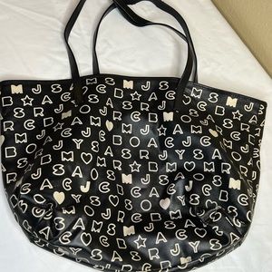 Marc by Marc Jacobs Eazy Black & White Leather Coated Canvas Tote